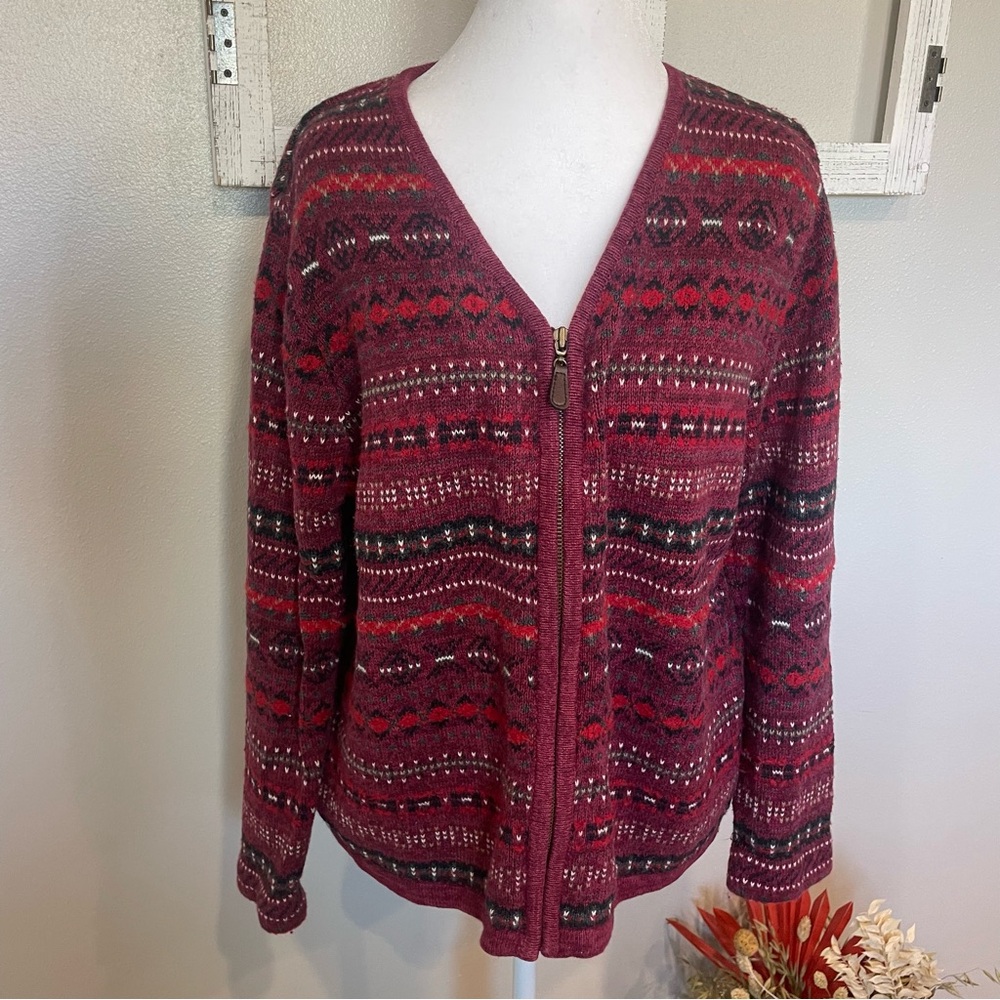 Vintage Fair Isle Full-Zip Cardigan